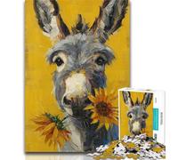 Puzzle da 1000 pezzi con asino e girasole per adolescenti, 1000 pezzi, gioco stimolante e gioco per famiglie, regali di Babbo Natale segreto, 50x75cm