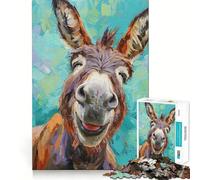 Puzzle da 1000 pezzi con asino sorridente per adolescenti, ideale per migliorare la memoria, calmare la mente e creare un'opera d'arte nitida e da collezione 50x75cm