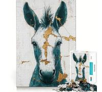 Puzzle da 1000 pezzi con asino turchese per ragazzi, gioco di logica stimolante per il relax, bordi chiari, sorpresa di compleanno 50x75cm