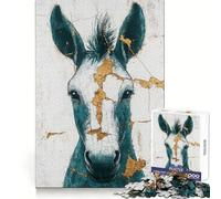 Puzzle da 1000 pezzi con asino turchese per ragazzi, gioco di logica stimolante per il relax, bordi chiari, sorpresa di compleanno 50x75cm
