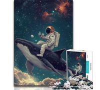 Puzzle da 1000 pezzi con astronauta a cavallo di una balena per adolescenti, giocattolo educativo ideale come regalo per tutta la famiglia, 50x75cm