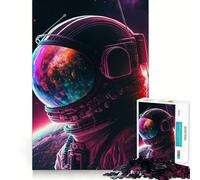 Puzzle da 1000 pezzi con astronauta al neon per adulti, gioco di logica fine, divertente e silenzioso, bordi puliti, regalo memorabile (38x26cm)