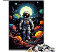 Puzzle da 1000 pezzi con astronauta alieno nello spazio in legno,idea regalo per le feste,opera d'arte umoristica,opera d'arte dettagliata,attività per adulti e famiglie,regalo fai da te per la casa