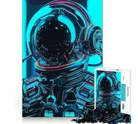 Puzzle da 1000 pezzi con astronauta blu,moderno,facile da pulire,gioco stimolante per la mente,rilassante,regalo di compleanno divertente (50x75cm)