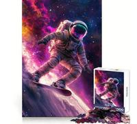 Puzzle da 1000 pezzi con astronauta che fa snowboard nello spazio, ideale per adulti, per allenare la memoria, un passatempo rilassante e sicuro Regalo perfetto per le festività (38x52cm)