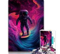 Puzzle da 1000 pezzi con astronauta che fa surf nello spazio per adolescenti, gioco educativo e sfida, ideale come regalo per tutta la famiglia, 50x75cm