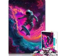 Puzzle da 1000 pezzi con astronauta che fa surf nello spazio per adulti e adolescenti, giochi educativi, decorazioni per la casa, regalo per tutta la famiglia (38x26cm)