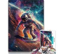 Puzzle da 1000 pezzi con astronauta che fa surf nello spazio per adulti e ragazzi, difficile da completare ma divertente e spiritoso, ideale come decorazione per la casa e come regalo (38x26cm)