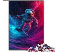 Puzzle da 1000 pezzi con astronauta che fa surf nello spazio, perfetto per adolescenti, per rafforzare i legami familiari, rompicapo e regalo fai da te per la casa dimensioni 26x38cm