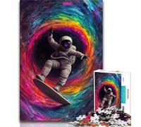 Puzzle da 1000 pezzi con astronauta che fa surf nello spazio, regalo per adulti, antistress, sfida difficile, ideale come regalo per tutta la famiglia, 38x26cm