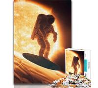 Puzzle da 1000 pezzi con astronauta che fa surf per adulti, gioco stimolante e gioco in famiglia, ideale come regalo per tutta la famiglia, 38x26cm
