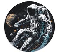 Puzzle da 1000 pezzi con astronauta che gioca a calcio. Puzzle rotondo da 1000 pezzi per adulti, perfetto per adolescenti e come decorazione per la casa. Dimensioni: 67,5x67,5 cm.