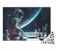 Puzzle da 1000 pezzi con astronauta che gioca a scacchi. Arte spaziale per adulti, giochi educativi, decorazione per la casa, difficile, stimolante, per compleanno di uomini e donne. 52x38 cm.