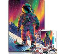Puzzle da 1000 pezzi con astronauta che scia per adolescenti, gioco per famiglie, antistress, sfida difficile, ottimi regali e giocattoli (38x26cm)