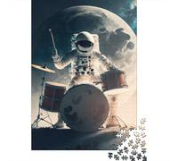 Puzzle da 1000 pezzi con astronauta che suona la batteria per adulti, puzzle di carta, rompicapo per bambini, 38x26 cm/1000 pezzi
