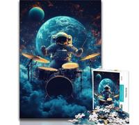 Puzzle da 1000 pezzi con astronauta che suona la batteria, per regali per adolescenti, per giochi educativi, giocattoli, decorazioni per la casa e regali unici (38x26cm)