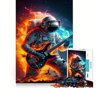 Puzzle da 1000 pezzi con astronauta che suona la chitarra,decorazione a incastro,gioco per la mente,regalo,gioco rilassante,regalo di compleanno (50x75cm)
