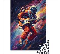 Puzzle da 1000 pezzi con astronauta che suona la chitarra, per adulti e puzzle di carta, giochi educativi per bambini, 38x26 cm/1000 pezzi