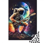 Puzzle da 1000 pezzi con astronauta che suona la chitarra per adulti e puzzle di carta per gli amanti dei puzzle 38x26 cm/1000 pezzi