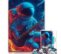 Puzzle da 1000 pezzi con astronauta che suona musica per adolescenti, difficile da completare ma divertente e umoristico gioco educativo per compleanni (38x26cm)