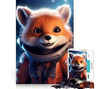 Puzzle da 1000 pezzi con astronauta,cucciolo di volpe rossa,incastro preciso,gioco di logica,stimolante per il relax,regalo di Natale (38x26cm)