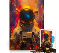 Puzzle da 1000 pezzi con astronauta,da colorare,con tagli precisi,rompicapo,regalo divertente per il tempo libero,decorazione natalizia da appendere al muro (38x52cm)