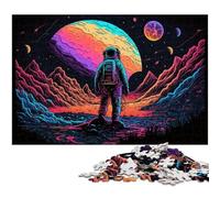 Puzzle da 1000 pezzi con astronauta, decorazione fai da te in legno, sfida per il cervello, per adulti, famiglia, regalo di Natale 50x75CM/19,68x29,52 pollici