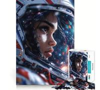 Puzzle da 1000 pezzi con astronauta donna nel casco spaziale,gioco di assemblaggio,stimolante per la mente,rilassante,regalo di compleanno (38x52cm)