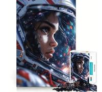 Puzzle da 1000 pezzi con astronauta donna nel casco spaziale,gioco di assemblaggio,stimolante per la mente,rilassante,regalo di compleanno divertente (50x75cm)