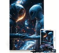 Puzzle da 1000 pezzi con astronauta e alieno che si stringono la mano, ideale per adolescenti Stimolante per la mente, rilassante e di alta qualità Regalo perfetto (38x52cm)