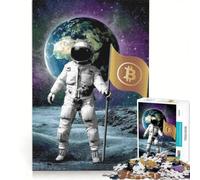Puzzle da 1000 pezzi con astronauta e Bitcoin nello spazio, gioco pratico, interazione genitore-figlio, collezione d'artista, opera d'arte 50x75cm