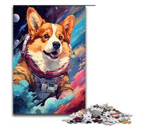 Puzzle da 1000 pezzi con astronauta e Corgi puzzle in legno giochi educativi decorazione per la casa 75x50 cm