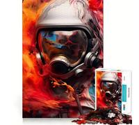 Puzzle da 1000 pezzi con astronauta e fiamme,astratto,design pulito e decorativo,gioco di abilità mentale,momento di relax,decorazione natalizia da parete (38x26cm)