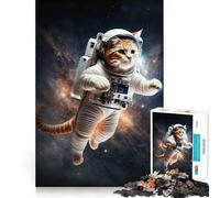 Puzzle da 1000 pezzi con astronauta e gatto nello spazio,taglio preciso,rompicapo,regalo divertente per il tempo libero,decorazione natalizia da appendere al muro (50x75cm)