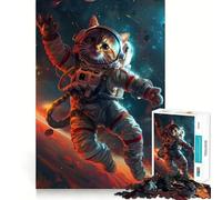Puzzle da 1000 pezzi con astronauta e gatto spaziale,taglio preciso,disegno artistico,gioco stimolante per la mente,divertimento per il tempo libero,decorazione natalizia,regalo (38x26cm)