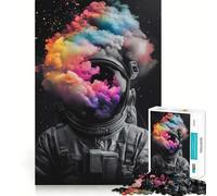 Puzzle da 1000 pezzi con astronauta e nebulosa colorata,decorazione a incastro,gioco di abilità mentale,momento di relax,decorazione natalizia da parete (38x52cm)
