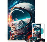 Puzzle da 1000 pezzi con astronauta e riflesso,taglio liscio,gioco di logica,regalo,momento di relax,opera d'arte natalizia (38x52cm)