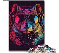Puzzle da 1000 pezzi con astronauta e scoiattolo, in legno, regalo di Natale, ideale per ufficio, camera da letto e soggiorno 1000 pezzi(50x75cm)