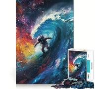 Puzzle da 1000 pezzi con astronauta e surf cosmico,taglio preciso,arte,gioco stimolante per la mente,divertimento per il tempo libero,decorazione natalizia,regalo (38x52cm)