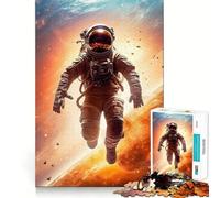 Puzzle da 1000 pezzi con astronauta e tema viaggi spaziali,design a bordi fini,puzzle logico,gioco di logica per il tempo libero,regalo di compleanno divertente (38x26cm)