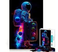 Puzzle da 1000 pezzi con astronauta e valigia dei pianeti,gioco di assemblaggio pulito,stimolante per la mente,rilassante,regalo di compleanno divertente (38x26cm)