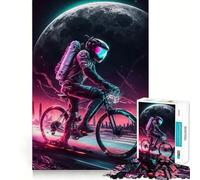 Puzzle da 1000 pezzi con astronauta in bicicletta,tema spazio,tagli precisi,rompicapo,regalo divertente per il tempo libero,decorazione natalizia da appendere al muro (50x75cm)