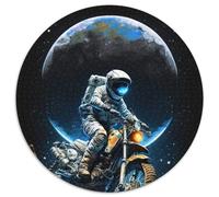 Puzzle da 1000 pezzi con astronauta in motocicletta, rotondo, da 1000 pezzi, per adulti, gioco interattivo per famiglie, sfida per la mente, giocattolo educativo (67,5x67,5cm)