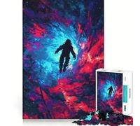 Puzzle da 1000 pezzi con astronauta in un vortice spaziale colorato,design a bordi sottili,puzzle logico per il tempo libero,regalo di compleanno divertente (38x52cm)