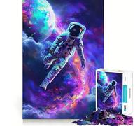 Puzzle da 1000 pezzi con astronauta in una nebulosa spaziale colorata,design a bordi sottili,puzzle logico per il tempo libero,regalo di compleanno divertente (50x75cm)