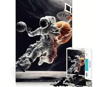 Puzzle da 1000 pezzi con astronauta,pallacanestro e spazio,incastro preciso,gioco di logica e pensiero,ideale per rilassarsi,regalo di Natale (38x52cm)