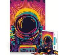 Puzzle da 1000 pezzi con astronauta psichedelico per adulti, puzzle di memoria, sollevamento lento, divertimento, assemblaggio dell'immagine, regalo creativo 38x52cm