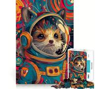 Puzzle da 1000 pezzi con astronauta,riccio e spazio,taglio preciso,arte,gioco stimolante per la mente,divertimento per il tempo libero,decorazione natalizia,regalo (38x52cm)