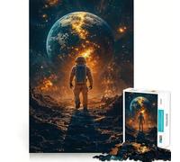 Puzzle da 1000 pezzi con astronauta rivolto verso la Terra,taglio senza soluzione di continuità,gioco creativo,giocattolo,gioco casual,Natale,tempo libero,arte (38x52cm)