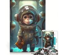 Puzzle da 1000 pezzi con astronauta, scimmia spaziale e primate Giocattolo antistress, divertente e spiritoso, adatto per la decorazione della scrivania 38x52cm